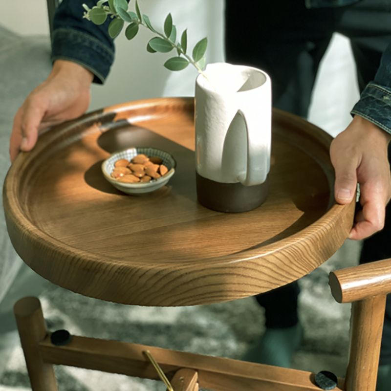 Modern Round Tray Top Side End Table 3 Legs Double Tier Side Table