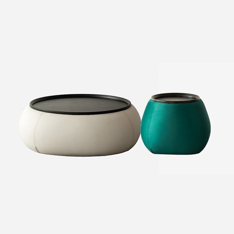 Round Modern Coffee Table White/Orange/Green Cocktail Table for Living Room