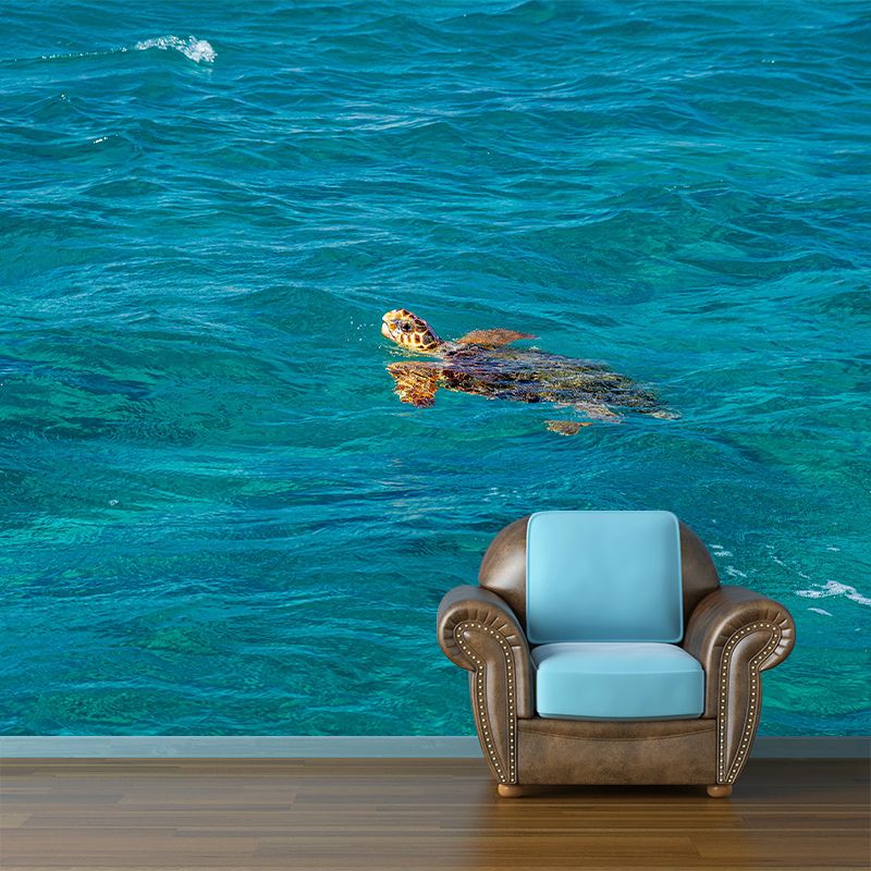 Modern Seascape Mural Wallpaper Mildew Resistant for Reading Room Decor