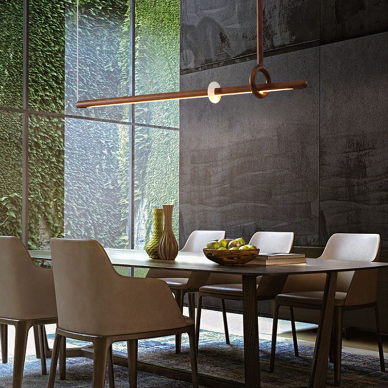 Modern Minimalist Style Linear Chandelier Light Fixtures Wood Pendant Light Fixtures