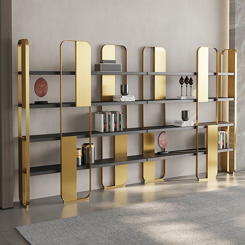 4 Shelves Contemporary Bookcase Standard Metal Open Back Bookshelf