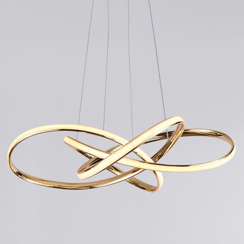 Acrylgold -LED -Anhänger Licht im modernen präzisen Stil Eisen linearer Kronleuchter für Innenräume