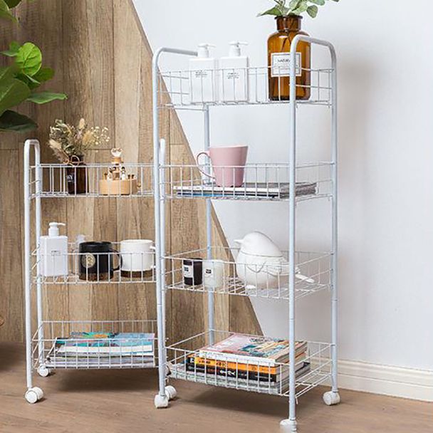 Industrial Iron Etagere Bookshelf Open Vertical Bookshelf with Caster Wheels