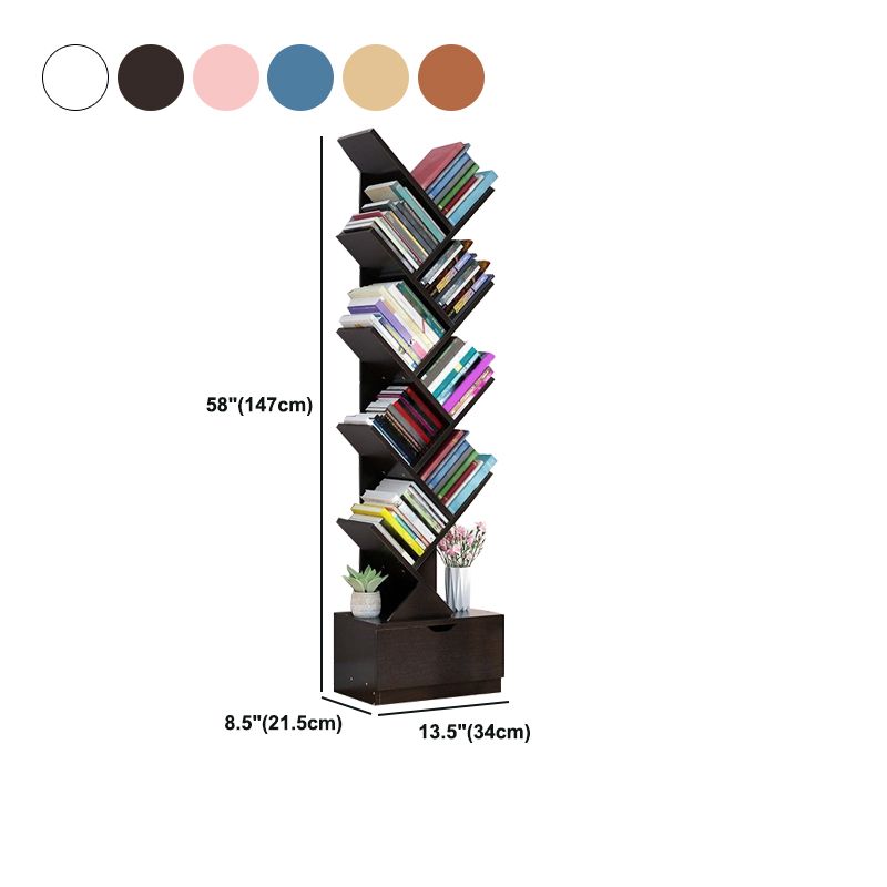 Modern Wood Bookcase, Closed Back Bookshelf for Any Room, 13.5" L X 8.5" W