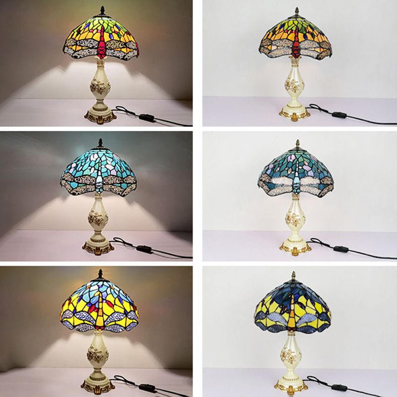Schüssel Nachttisch Lampe Single-Bulb Buntglas Tiffany Tisch leichte Ideen für das Restaurant