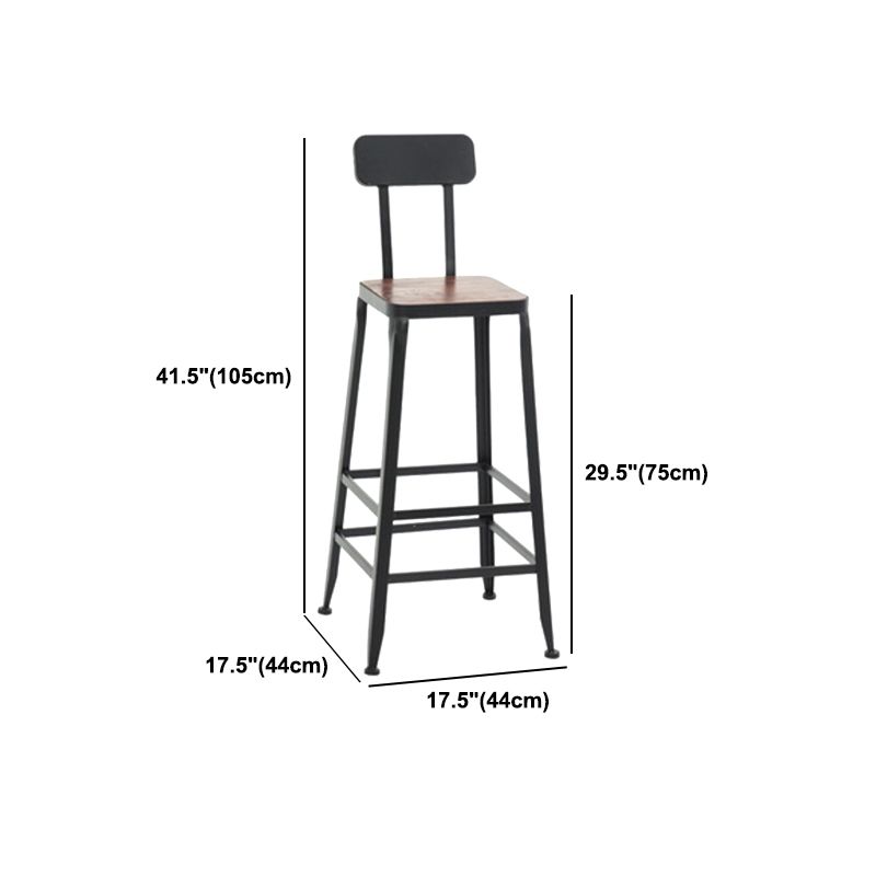 Indoor Industrial Style Barstool Iron 4 Legs Bar Stool with Pedal