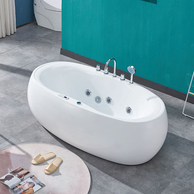 Freestanding Bath Acrylic Soaking White Heater Included Bathtub