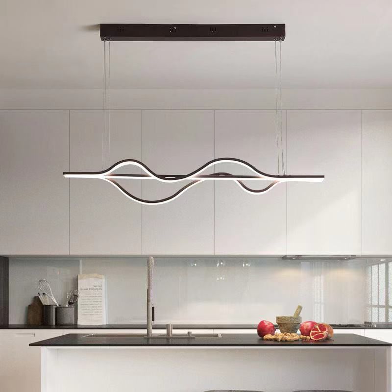 Minimalist Hanging Island Light Metal Dining Room LED Island Pendant Light