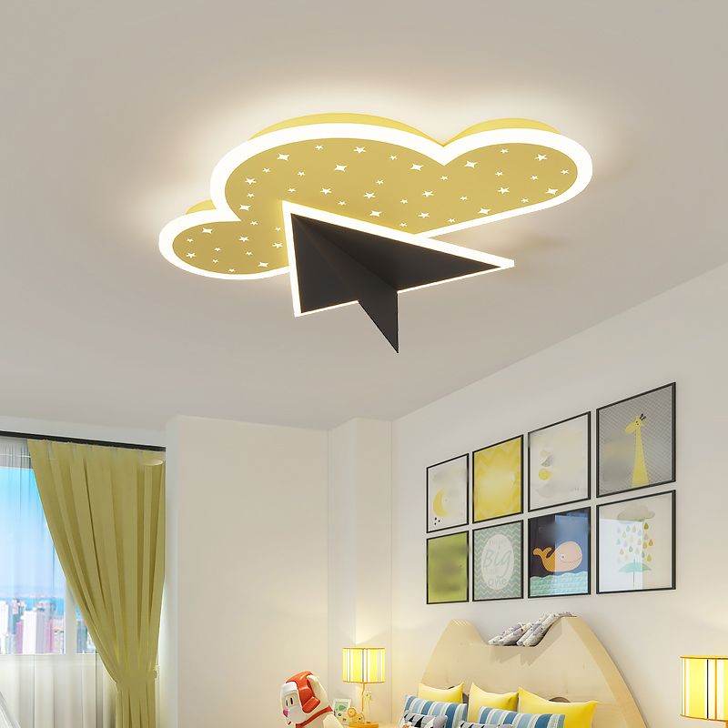 Cloud Shape LED Ceiling Lamp Kids Style Iron 2 Lights Flush Mount for Bedroom