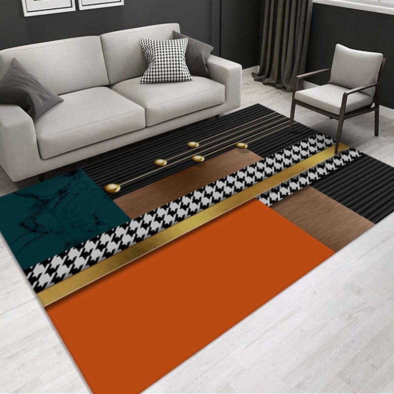 Tapis gris moderne polyester tapis lavable simple pour le salon