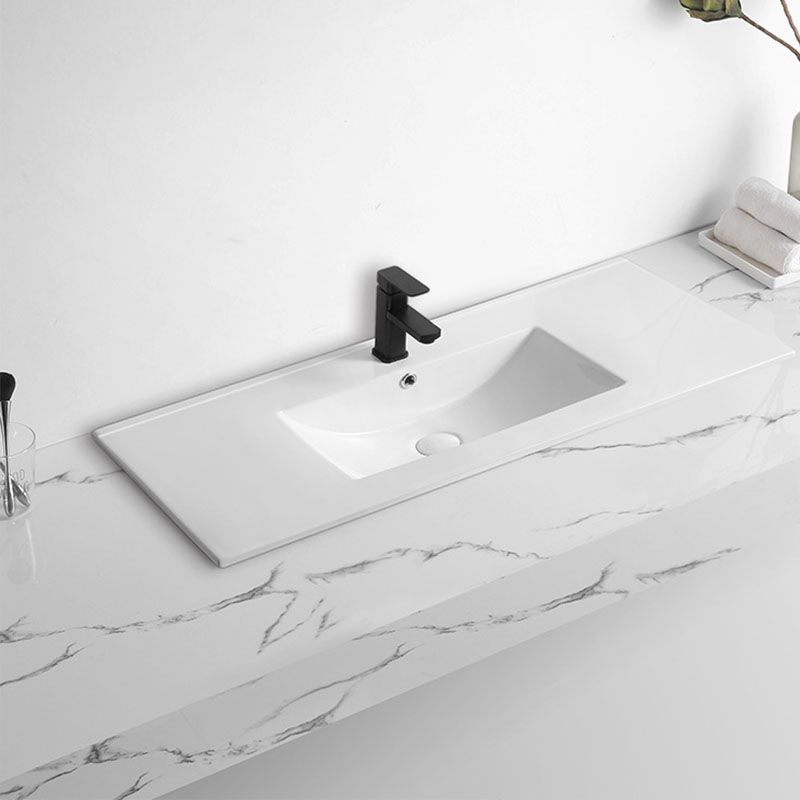 Modern Drop-in Bathroom Sink Rectangular Porcelain Basin Sink(Not Included Faucet)