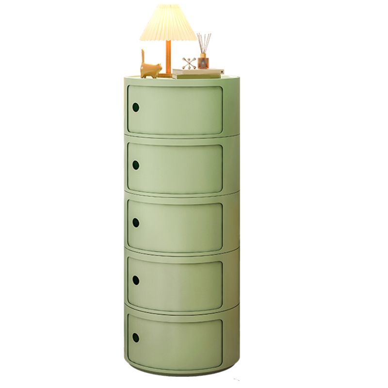 Dia 12.6" Nordic Round Plastic Side Table in Yellow/Green with Storage