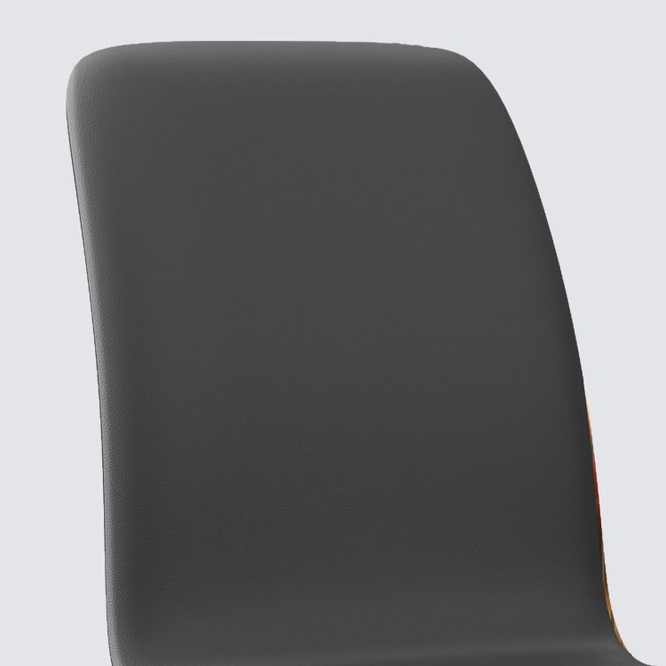 Industrial Rubberwood Solid Back Chair Matte Finish Upholstered Dining Chair with Black Legs
