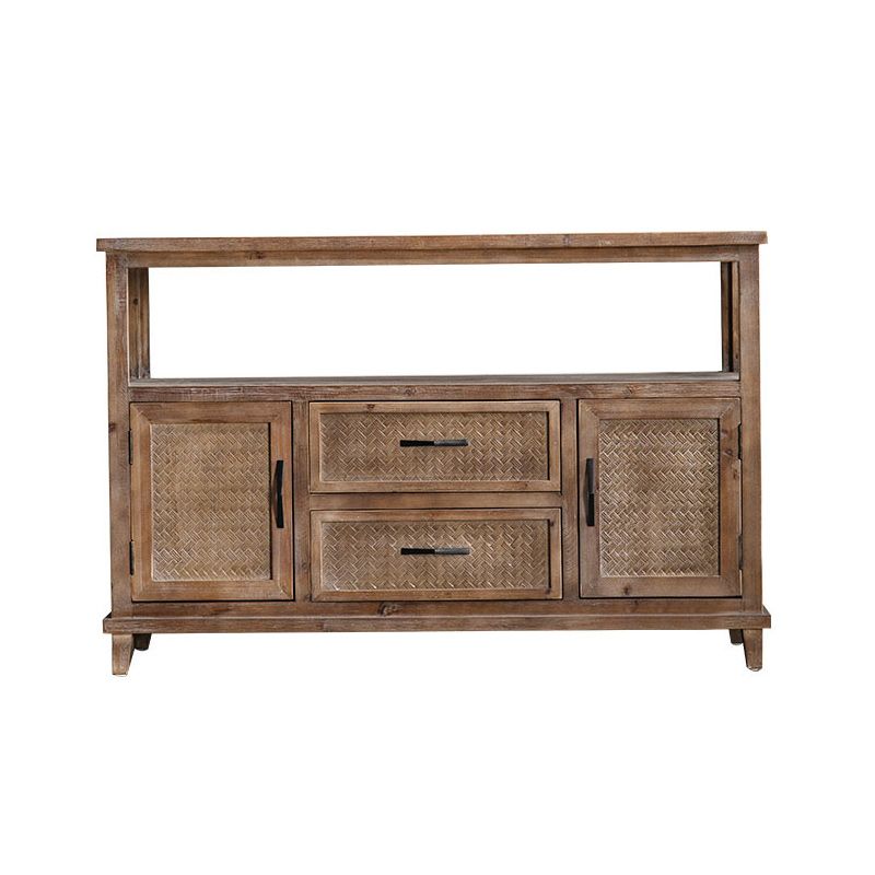 Industrial Wooden Cabinet with Doors and Drawers Distressed Wood Cabinet