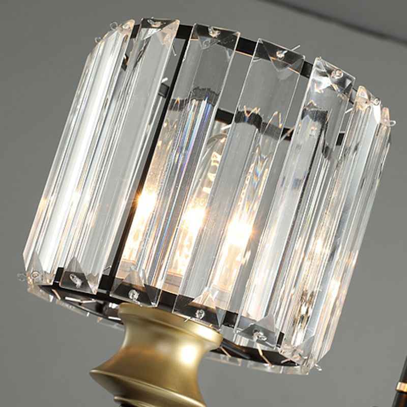 Dark Black 3-light Kitchen Island Lighting Crystal Geometric Shaded for Bedroom