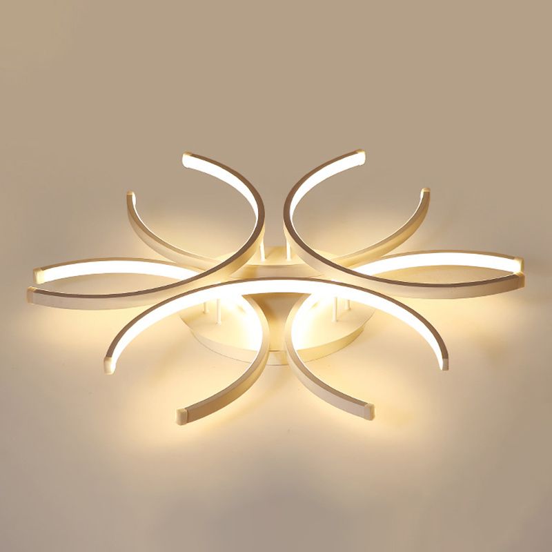 Acrylic White LED Ceiling Light in Modern Concise Style Lacquered Aluminium Linear Semi Flush Mount