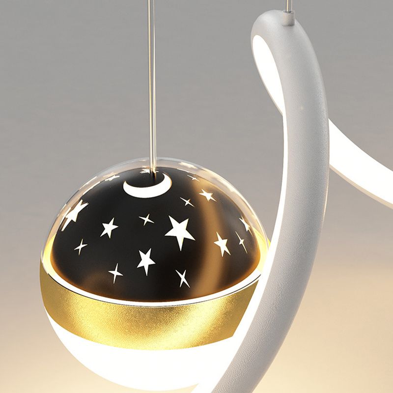 2 Ball Shade Kitchen Island Fixture Metal and Glass LED Pendant Fixture for Dining Room