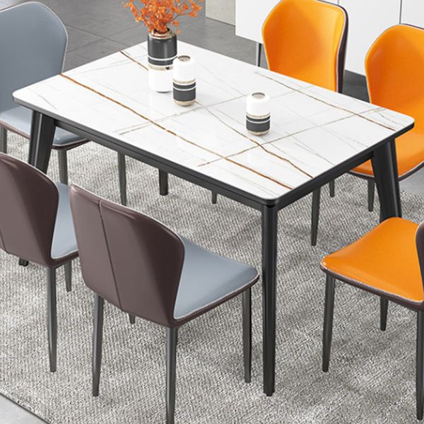 Rechteck Grauston -Esstisch gesinterte Steintisch modern mit 4 Beinen Sockel