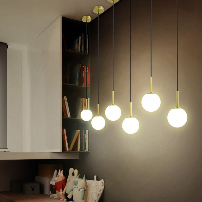 Glass Ball Pendant Lighting Fixtures Modern Style 1 Light Suspension Pendant