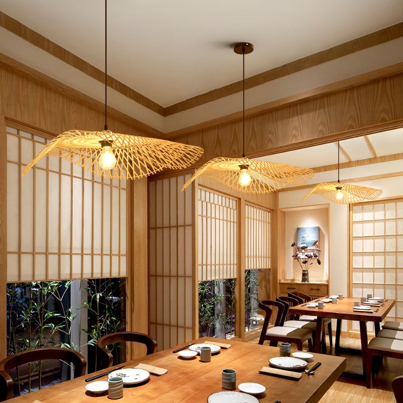 Twist Suspension Pendellicht Light Asia Bambus Restaurant Hanging Deckenleuchte in Beige