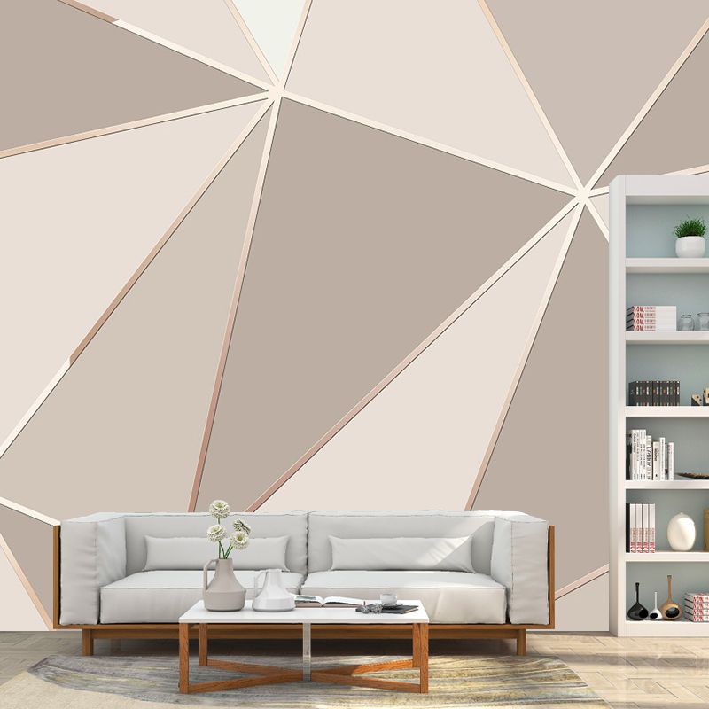 3D Look Triangle Mural Decal Modern Style Non-Woven Material Wall Decor in Grey-Pink