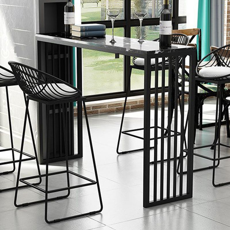 Industrial Bar Table Rectangle Sled Base Bar Height Pub Table for Home