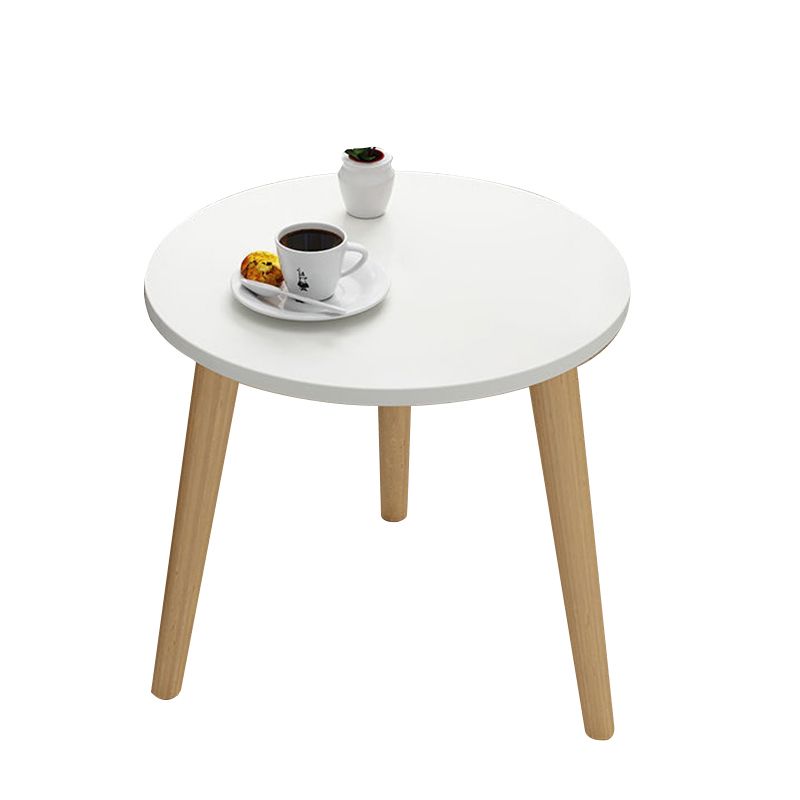 3 Legs End Table Wood White/Natural Round Side Table for Living Room