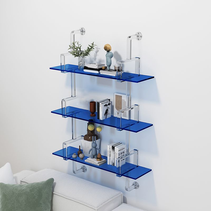Closed Back Wall Mounted Bookshelf Modern Style Acrylic Bookcase