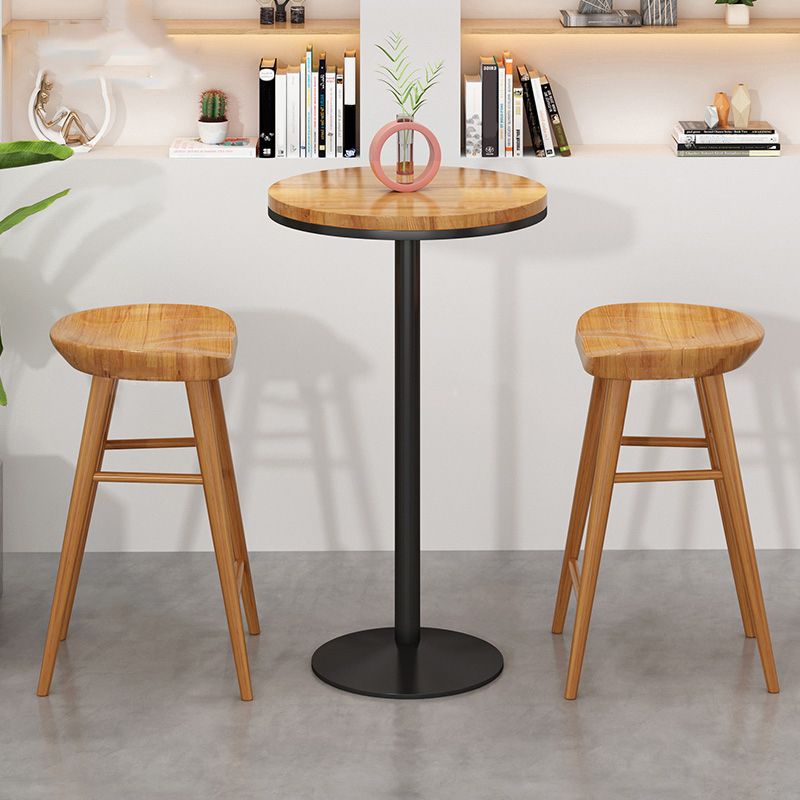 Indoor Modern Counter-height Stool Solid Wood Footrest Saddle Seat Counter Stool