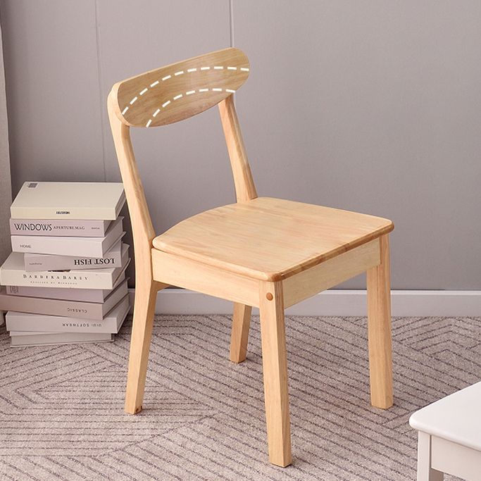 Chaise d'appoint scandinave à dossier ouvert en bois d'hévéa, chaise de salle à manger en bois naturel
