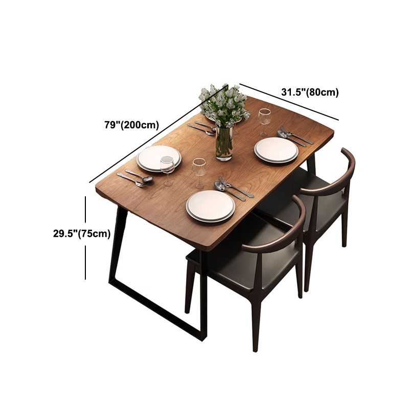 Metal Sled Base Dining Table Industrial Rectangle Dinette Table with Wood Top