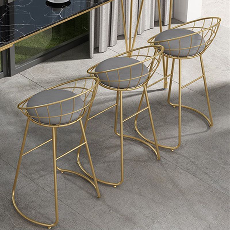 Glam Backrest Dining Stools Round Armless Bar Stools with Cushion