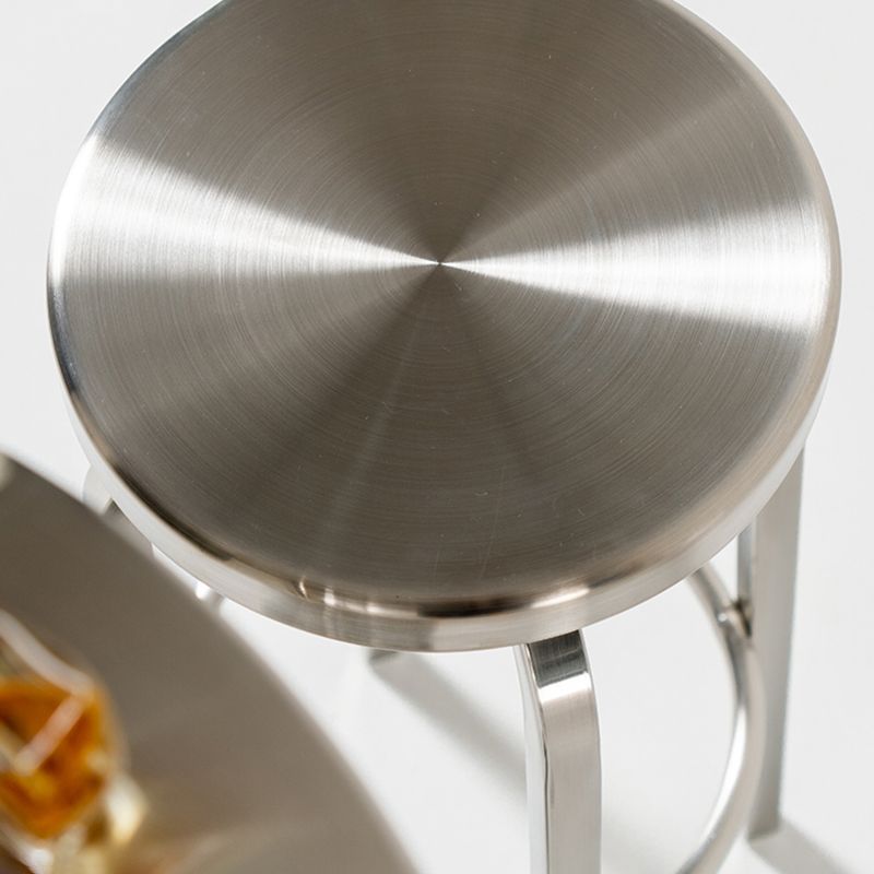 1 Pcs Industrial Silver Counter Stools Stainless Steel Bar Bristol Stools with Round Seat