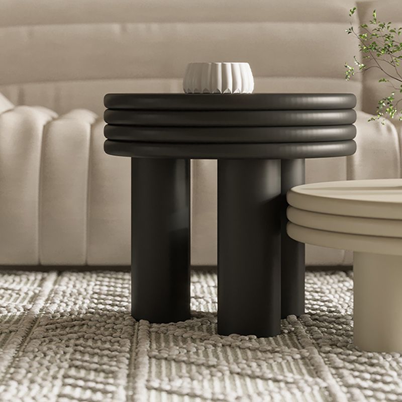 Contemporary Round Coffee Table Wooden Cocktail Table with 3 Legs