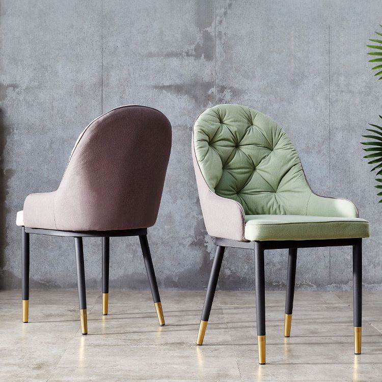 Sillas de comedor de metal de estilo nórdico, silla lateral de comedor con brazo Parsons para cocina