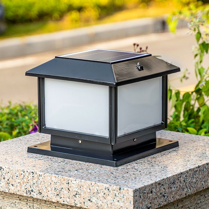 Geometric LED Pillar Light Modern Solar Lighting Fixture for Garden