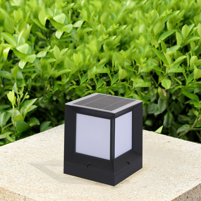 Black Waterproof Pillar Lamp Solar Square Outdoor Lights for Garden