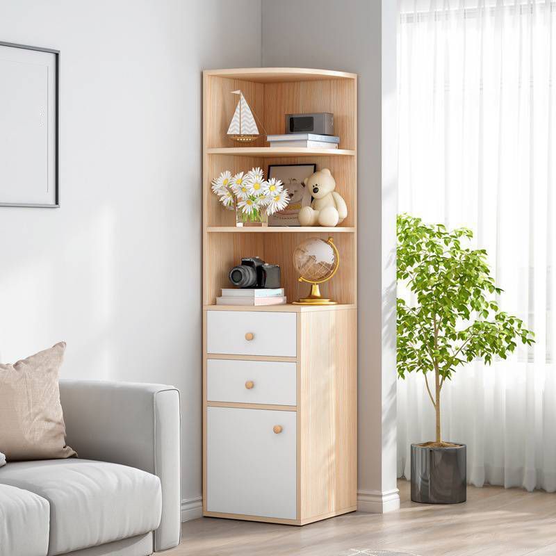 Modern Engineered Wood Book Shelf Corner Vertical Shelf Bookcase for Bedroom