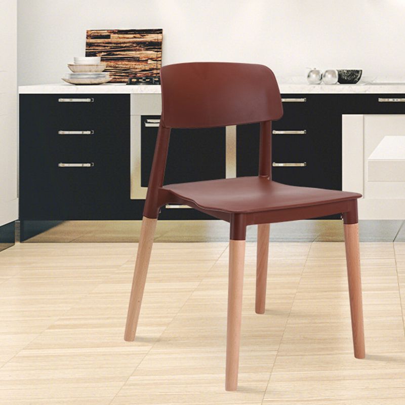 Dining Room Armless Chairs Open Back Solid Wood Legs Chair for Kitchen