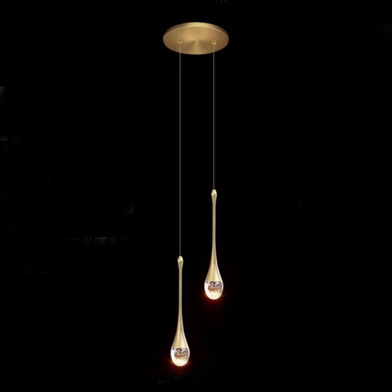 Aluminiumgold LED Hängende Lampe im modernen Luxusstil Kristallgeometrischen Anhänger Licht für Schlafzimmer