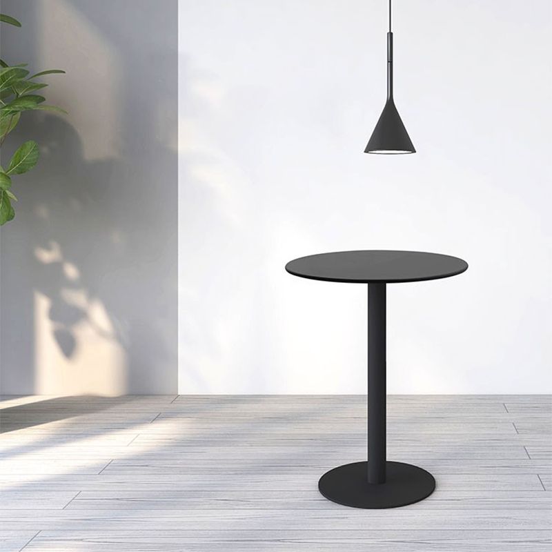 Mid-Century Metal Round Top Side Table Solid Color Pedestal End Table