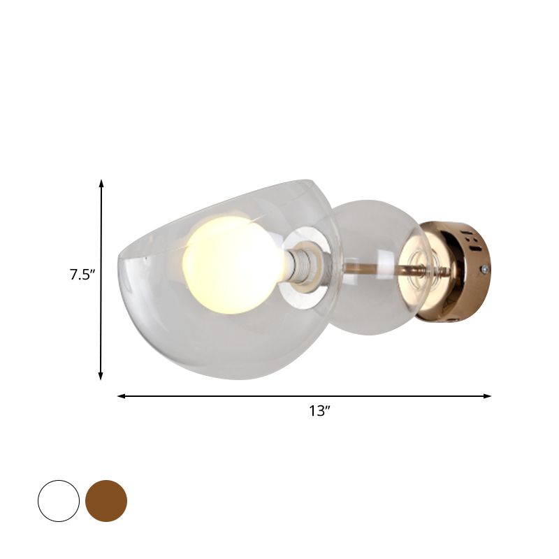 1 lampe murale de la tête de la tête de la tête Postmoderne en laiton Murce Light avec une nuance en verre transparent / ambre