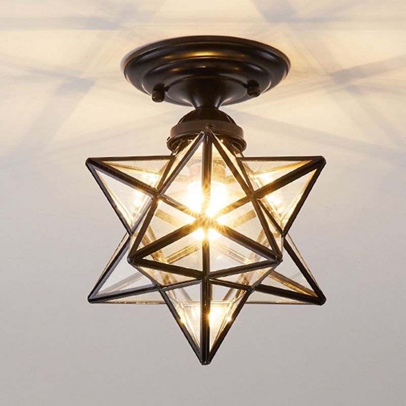 Colonical Creative Star - Lámpara de techo individual de cobre con pantalla de cristal