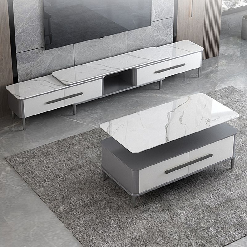 Contemporary Media Console Stone TV Media Console for Living Room