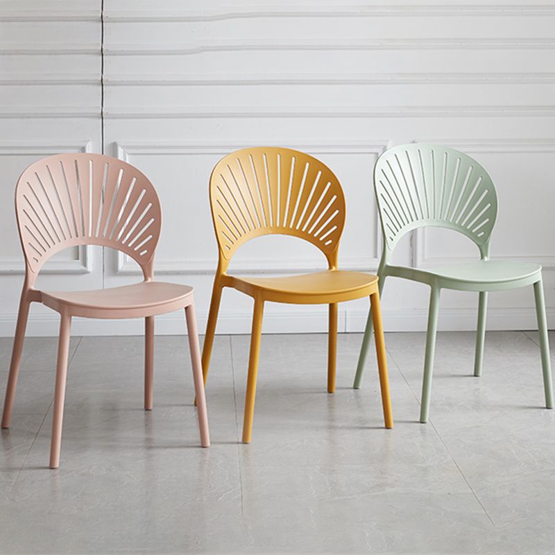 Contemporary Style Plastic Open Side Chair Colorful Stacking Dining Chairr for Home