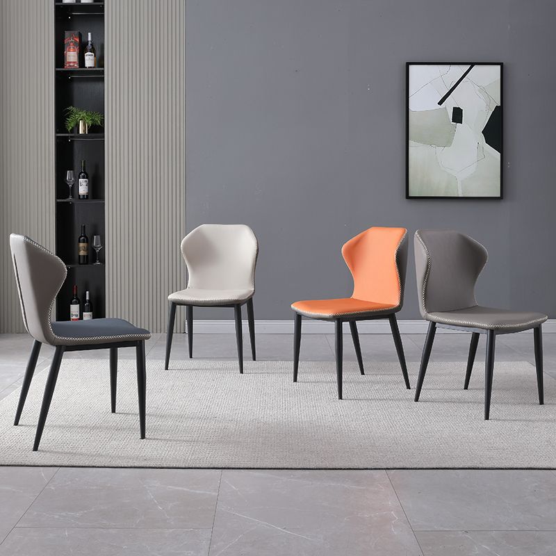 Industrial Metal Dining Room Chairs Armless Wingback Side Chair (Set of 2)
