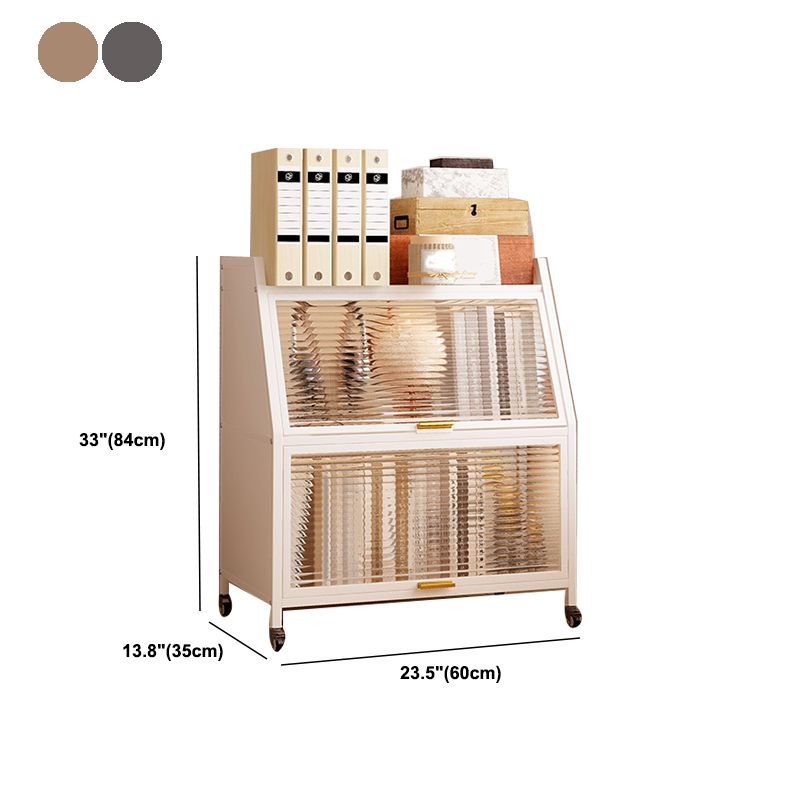 Contemporary Steel Shelf Bookcase with Doors Standard Bookshelf