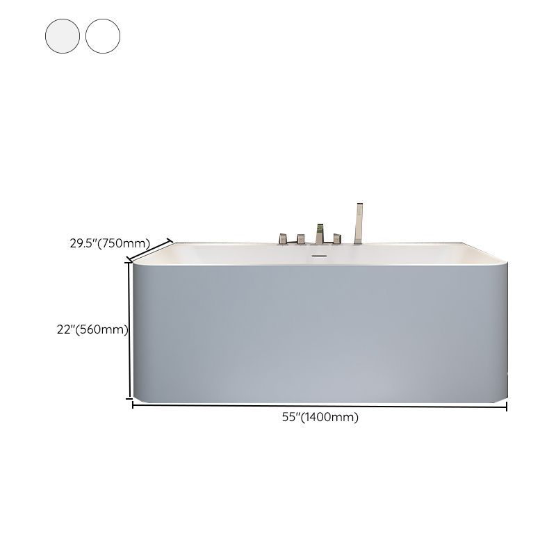 Stone Soaking Tub Antique Finish Rectangular Back to Wall Bath