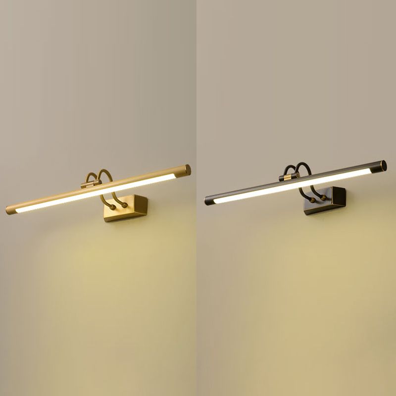 Brass Straight Mirror Light Modern Style Single Light Wall Lamp for Bedroom