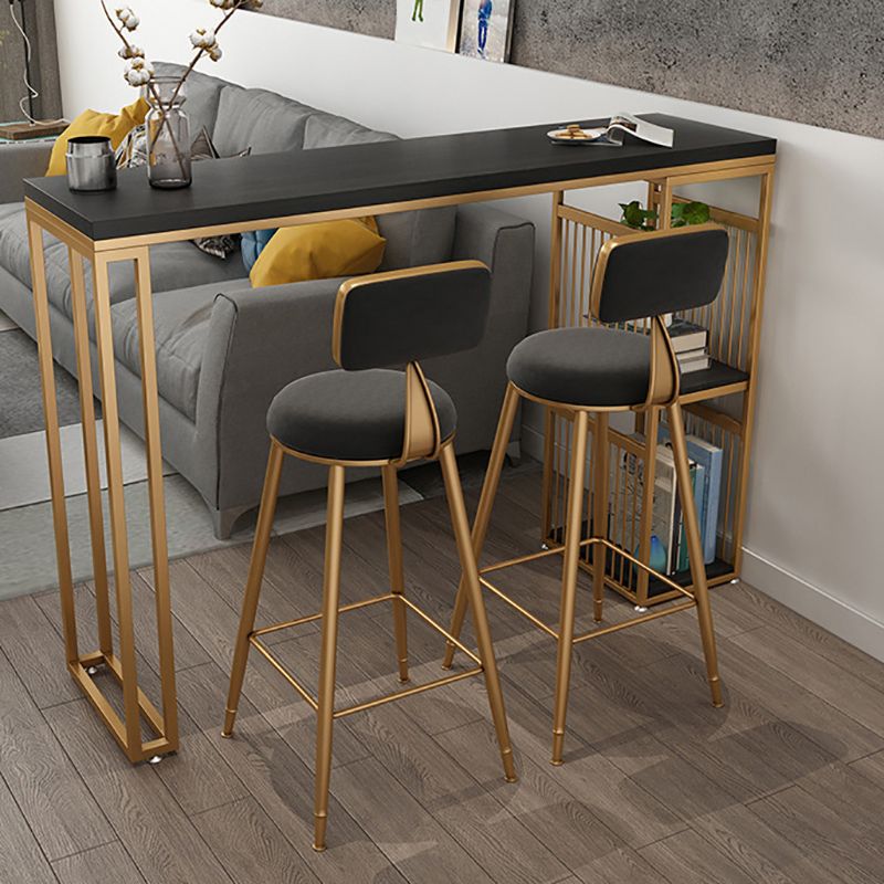 Modern Style Bar-height Table Metal Base Table with 2 Shelves